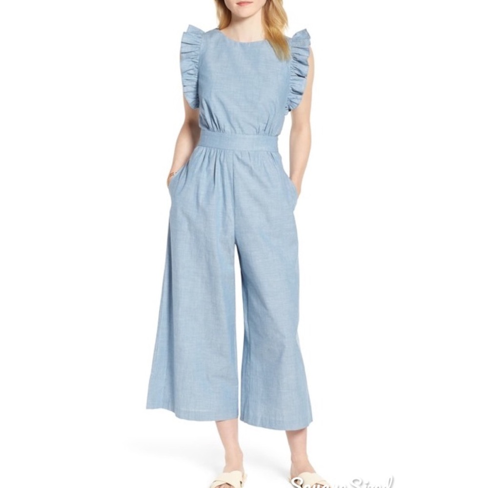 1901 Ruffle Sleeve Crop Jumpsuit